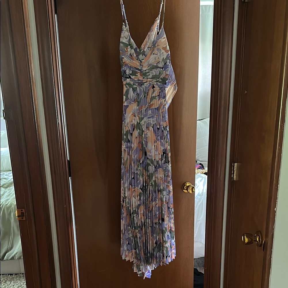 Astr Floral Maxi Dress in Purple and Cream
